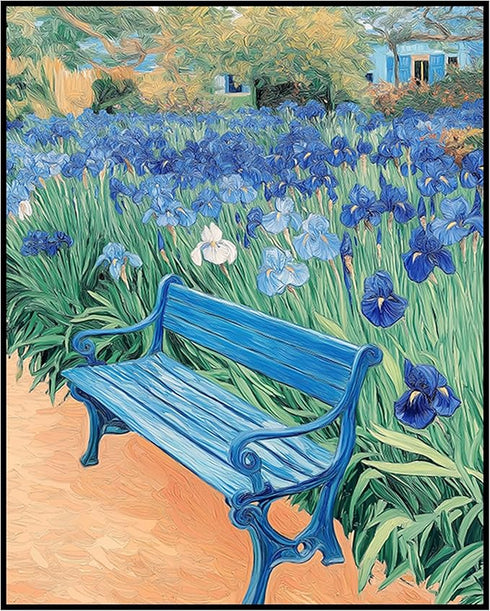 Posterizer 1 pcs-vibrant classics inspired-in oil painting style-vibrant blue flowers 1-Floral & Botanical Art-Vintage Art-Gift for Art Lovers- un...