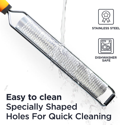 Deiss PRO Citrus Lemon Zester & Cheese Grater — Parmesan Cheese, Lemon, Ginger, Garlic, Nutmeg, Chocolate, Vegetables, Fruits - Razor-Sharp Stainl...