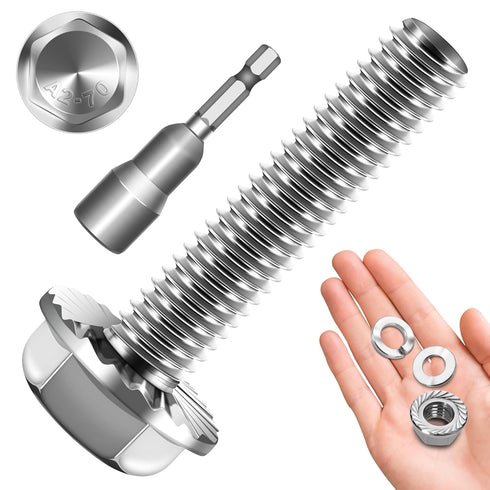 M6-1.0 x 30mm (10 Sets) Flanged Hex Head Bolts, M8 Bolt Flange Hexagon Screws with Nuts and Washers, 304 Stainless Steel 18-8 Metric Bolts, DIN 69...