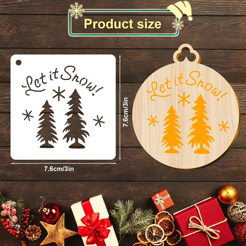 24pcs Christmas Stencils for Crafts, 3x3in Small Christmas Templates for Painting on Wood Reusable Snowman Decoration Stencils for DIY Xmas Orname...