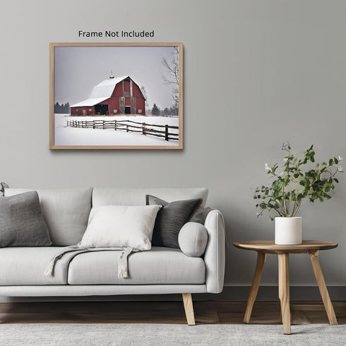 Posterizer 1 pcs-snowy winter scene of old farm house-Landscape & Nature Art-GIft for Men Women Teens-Living Room Bedroom Decor- unframed wall art...
