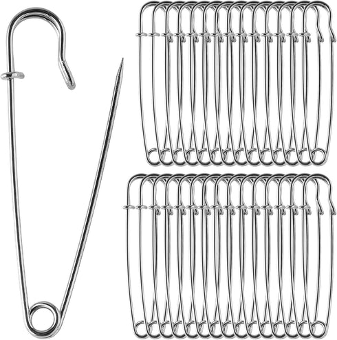 30 Pack Large Safety Pins, 2.75" Heavy Duty Blanket Pins for All Kinds of Handicrafts, Clothing, Blankets and Other Materials as Well as DIY Craft...