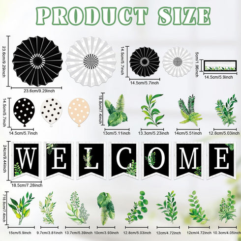 61 Pieces Simply Boho Welcome Classroom Bulletin Board Set Eucalyptus Bulletin Board Classroom Decoration Balloon Paper Fans Cutouts for Primary S...