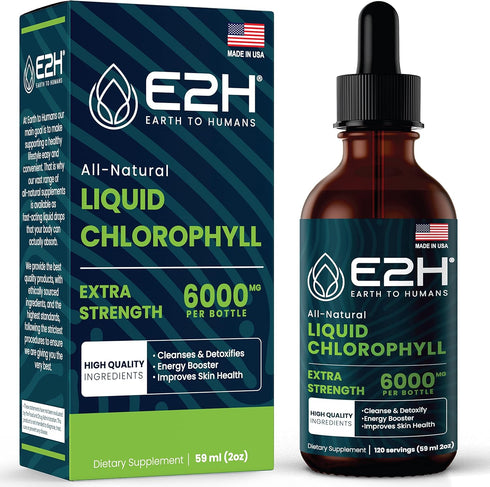 E2H Chlorophyll Liquid Drops - All-Natural Flavored Energy Booster, Immune System Support and Internal Deodorant - Vegan - Gluten Free - Non-GMO -...