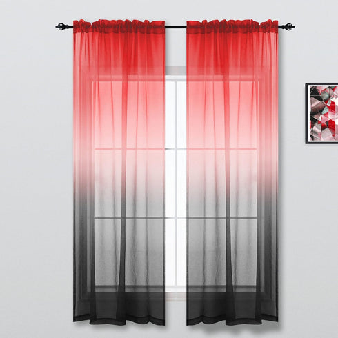 KOUFALL Red Curtains for Kids Bedroom 2 Panels,Sheer Gamer Curtains for Boys Room,63 Inch Length...