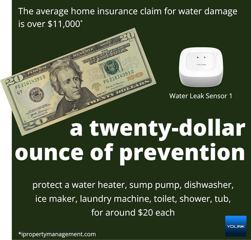 YoLink Water Leak Detector, 1/4 Mile World's Longest Range, Wireless Smart Water Leak Sensor, Alexa, IFTTT, Hub Required...