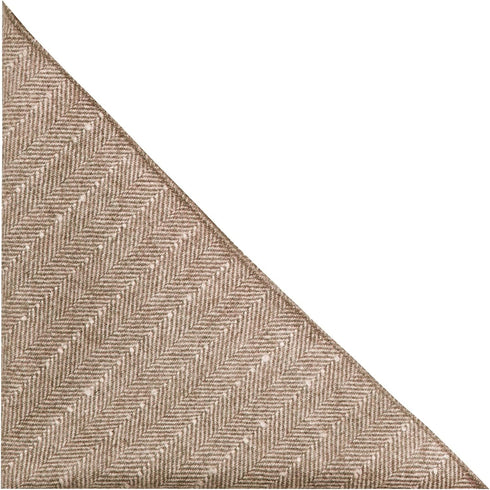 King & Priory Tan Brown Herringbone with Pinstripe Pocket Square, Handkerchief, Tweed...