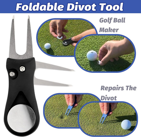 Golf Towel Set, Golf Club Cleaning Kit - 3 Microfiber Waffle Pattern Golf Towels & Golf Club Brush Groove Cleaner & Divot Repair Tool, Golf Towels...