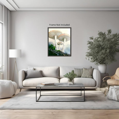 Posterizer 1 pcs-botanical illustration of two parasol mushrooms -1-Floral & Botanical Art-Teachers & Classrooms-Living Room Bedroom Decor- unfram...