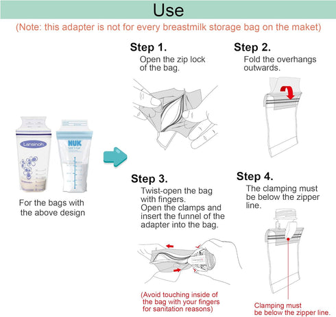 Maymom Breastmilk Storage Bag Adapters Compatible with Spectra S1, S2 Pumps ; 2 Duckbill Valves Included; Clear BPA Free Material; Boiling Water O...