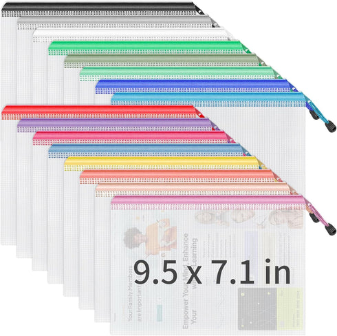 Umriox 16 Pack A5 Zipper Pouch, Mesh Bags with Zipper, Pencil Pouches, Zipper Bags for Puzzles, Office and Travel Supplies...