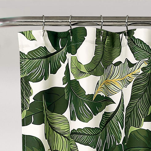 Lush Decor Tropical Paradise Shower Curtain - Fabric Leaf Rainforest Island Print Design, 72" x 72", Green...