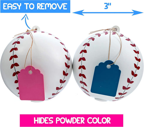 Winsharp Gender Reveal Baseball Set - 2 Balls - Pink and Blue Exploding Gender Reveal Ball with Powder, Baseball Or Bows Party Supplies Decoration...