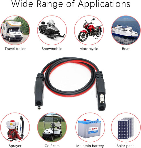 CERRXIAN 3ft 14AWG SAE to SAE 2 Pin Quick Disconnect Power Automotive Extension Cable for Solar Panels Battrey...