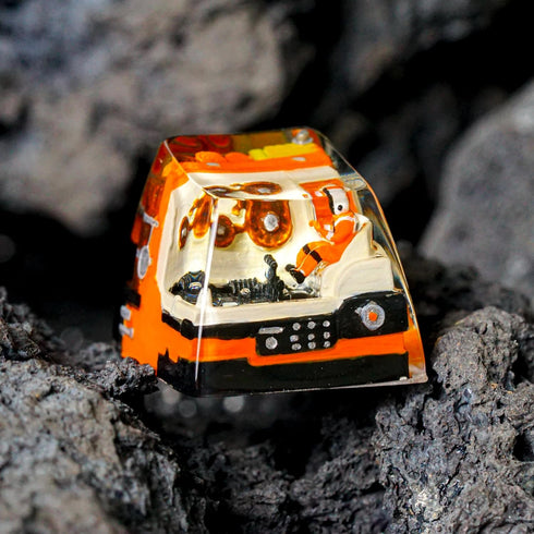 Astronaut on Space Ship Artisan Keycap Orange Astronaut Compartment Cabin Keycaps Galaxy Spacebar Keycaps Cherry MX Keycaps Mechanical Keyboard fo...