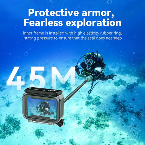 TELESIN Waterproof Case for DJI Action 4 Action 3 Camera Accessories, with Anti-fog Underwater Housing Shell Cage Supports 45M/148FT Deep Diving S...