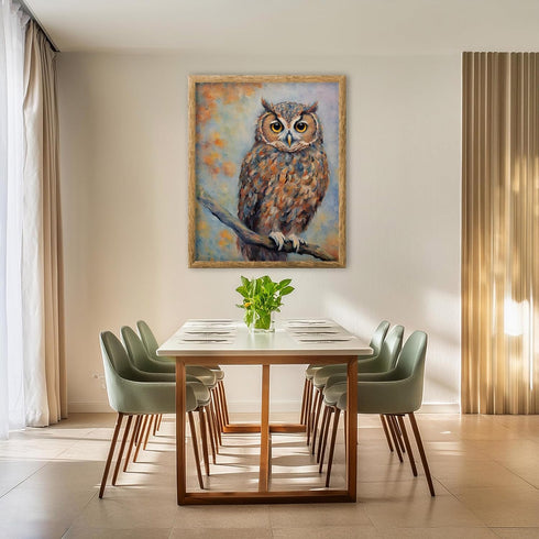 Posterizer 1 pcs- print of an owl on a tree in oil painting style-Art for Animal Lovers-Floral Botanical Art- Gift for Men Women-Decor for Bedroom...