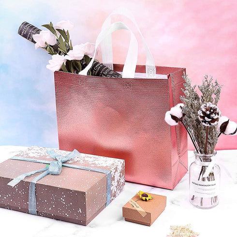 Set of 5 Glossy Reusable Grocery Bags Reusable Gift Bags with Handles Bachelorette Gift Bag Non-Woven Bridesmaid Bag for Women Birthday Wedding Pa...