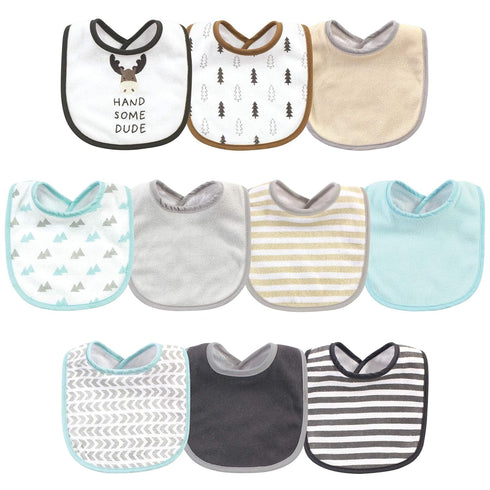 Hudson Baby Unisex Baby Cotton and Polyester Bibs, Handsome Moose, One Size...