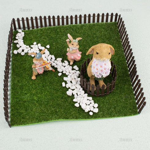 AUEAR, 35 Inch Mini Fairy Garden Fence Wood Ornament Wooden Decorative Picket Fence for DIY Crafts Project (Brown, 4-Pack)...