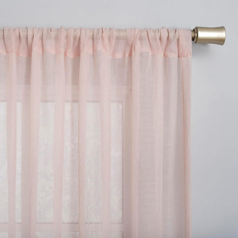 No. 918 Tayla Crushed Texture Semi-Sheer Rod Pocket Curtain Panel, 50" x 84", Blush Pink...