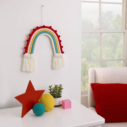 NoJo Little Love Rainbow Tapestry Red, Pink, Yellow, Blue and White Yarn Wall Décor...
