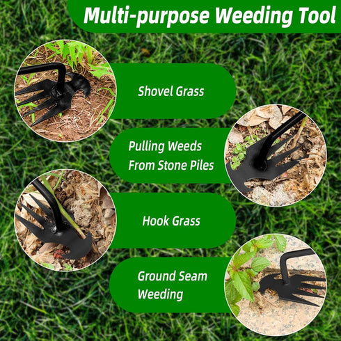 Weed Remover Tool, 2024 New Hand Weeder Tool - Multifunctional 4 Teeths Garden Weeding Tool Premium Uprooting Weed Puller, Dual Purpose Stainless ...