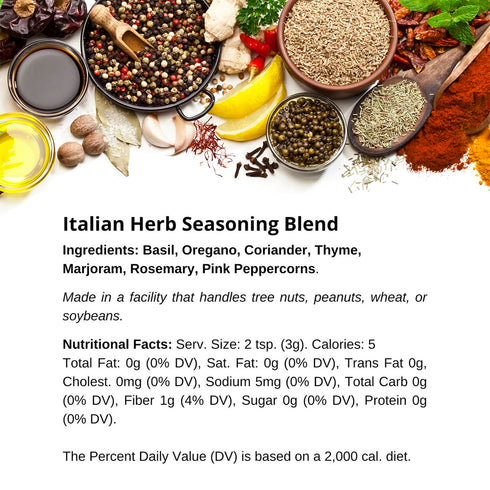 Italian Herb Seasoning Blend by SPICE + LEAF - Vegan Kosher Pesticide Free Spice Blend Used to Give your Meat, Fish, Chicken, Vegetables, Eggs or ...