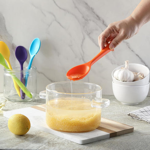 5PCS Silicone Serving Spoons Set, Vituer Heat Resistant Kitchen Spoons for Cooking, Mixing, Stirring and Serving, Dishwasher Safe (5 Pack, Multico...