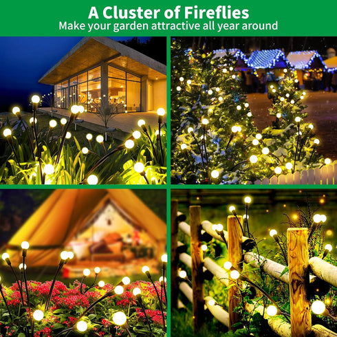 Solar Garden Lights for Outdoor - New ???????????????? 2 Pack 16 LED Swaying Firefly Fairy Lights, Patio Yard Pathway Landscape Christmas Decorati...