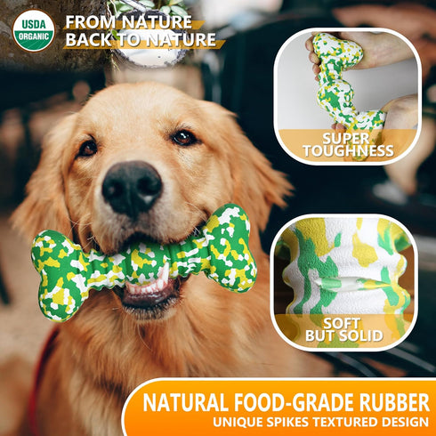 Dog Chew Toy for Aggressive Chewers Large Breed - Tough Durable Dog Toys for Medium/Large Dogs - Indestructible Natural Rubber Bone Toys for Teeth...