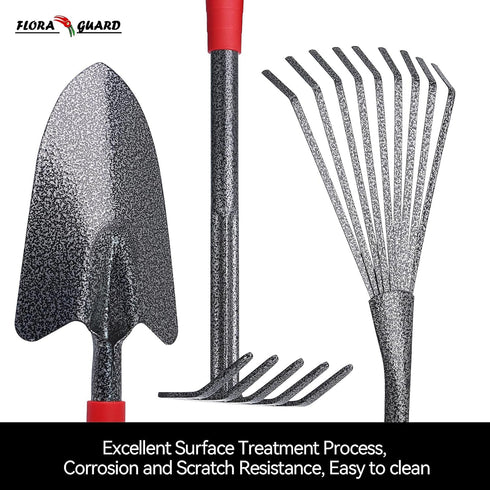 FLORA GUARD Garden Tools Set? 6 Pieces Heavy Duty, Large size Gardening Hand Tools, Sturdy & Durable, Classic Utility Tools for Planting and Maint...