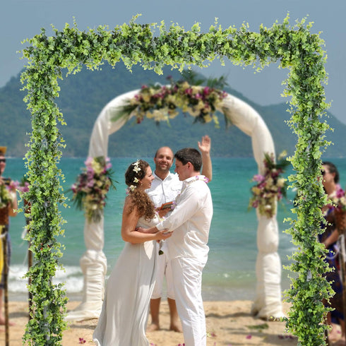 Artificial Vines Faux Eucalyptus Garland, Artiflr 2 Pack Fake Eucalyptus Greenery Garland Wedding Backdrop Arch Wall Decor, 6 Feet/pcs Fake Hangin...
