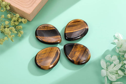 CrystalTears Tiger's Eye Thumb Worry Stone Healing Crystal Pocket Palm Stone Worry Stones for Anxiety Stress Relief...