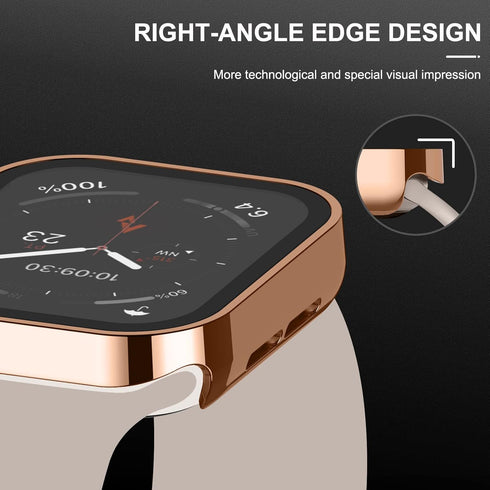 Adepoy 2 Pack Hard Case Compatible with Apple Watch 45mm Series 9 Series 8 Series 7 with Tempered Glass Screen Protector, Rosegold/Clear Ultra-Thi...