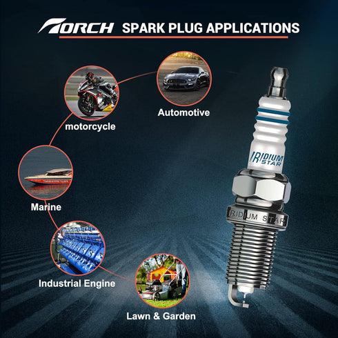 TORCH E6RTC Spark Plug Replace for NGK BPR6HS Spark Plug, for BOSCH WR7BC Spark Plug, for CHAMPION RL82YC Spark Plug, for DENSO IWF20 W20FPR-U Spa...