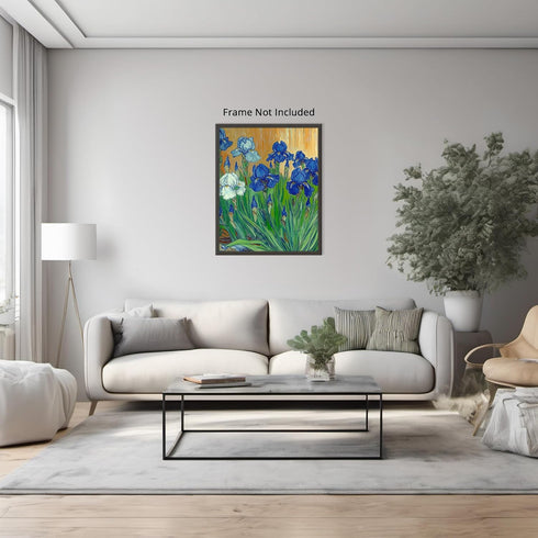 Posterizer 1 pcs-vibrant classics inspired-in oil painting style-vibrant blue flowers 2-Floral & Botanical Art-Vintage Art-Gift for Art Lovers- un...