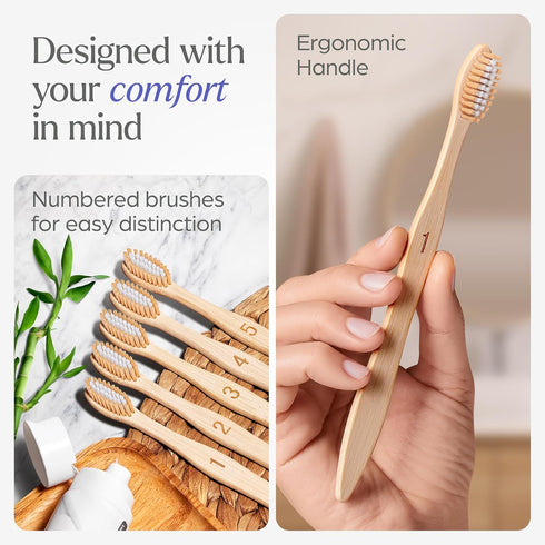 Bamboo Toothbrushes Medium Bristles 10 Pack - BPA Free Medium Bristles Toothbrushes for Adults | Eco-Friendly, Compostable & Biodegradable Toothbr...