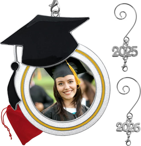 Graduation Christmas Photo Ornament - Dated Charms for Both 2025 & 2026 - Graduation Hat Design - Congratulations - Senior Students - Storage Bag ...