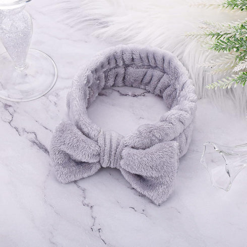 Spa Headband, Bowknot Hair Bands Makeup Headbands Women Coral Fleece Elastic Headband Washing Face Hair Wrap for Washing Face Shower Sports Beauty...