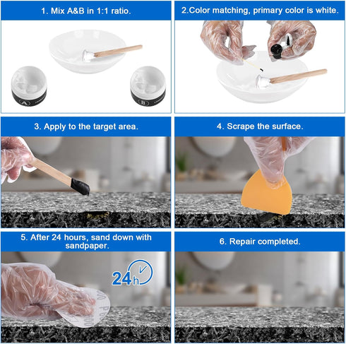 Tile and Fiberglass Tub Repair Kit, LANBOKIT Marble and Granite Repair Kit, Porcelain Repair Kit for Sink & Toilet, Epoxy and Quartz Countertop Re...