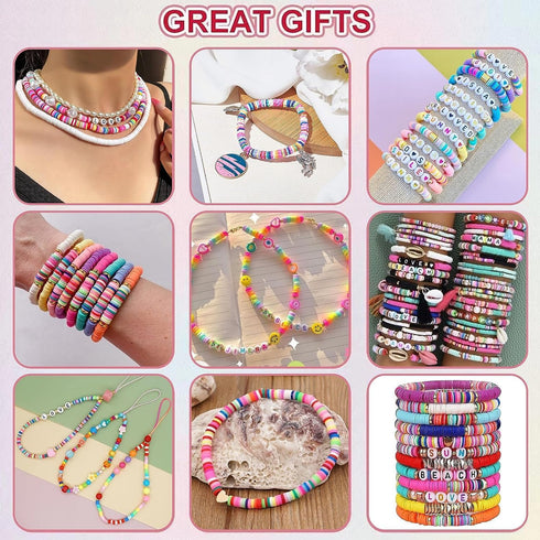 EMUFOOK Friendship Bracelet Kit with Clay Beads for Jewelry Making - Crafts Kit for Girls Ages 8-12...
