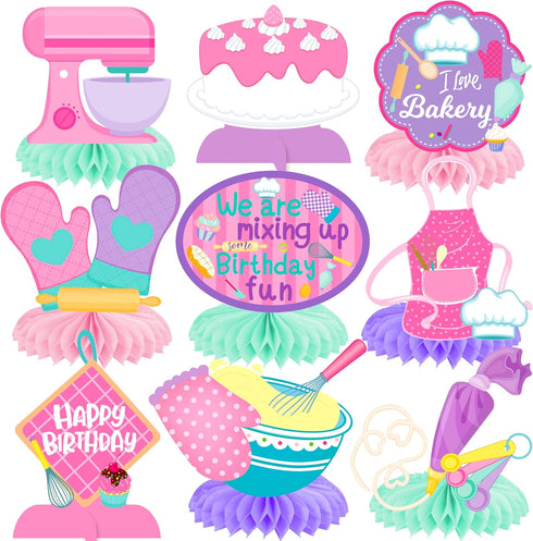 Baking Theme Honeycomb Centerpieces 12Pcs Little Bakers Birthday Party Decorations Little Bakers Party Supplies for I Love Baking Party Table Cent...