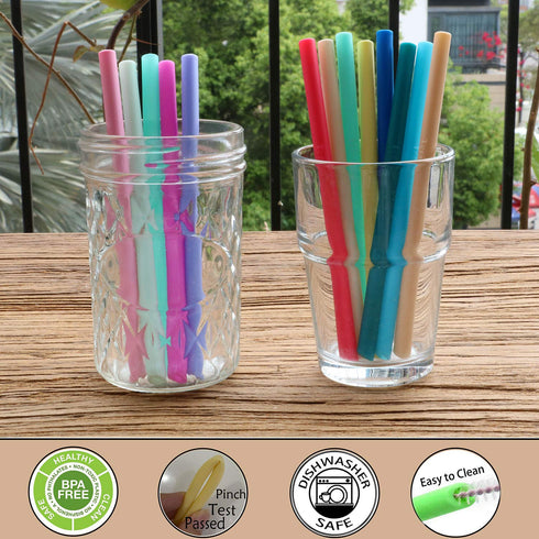 Mini Short Pinch Test Passed 5.5" Replacement Reusable Toddlers& Kids&Baby Silicone Small Straws for The First Years Take & Toss Spill Proof Straw...