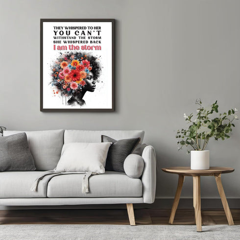 Posterizer 1 pcs-i am the storm-positive quote-Afro-American Art Collection-Inspirational Women's Art-Gifts for Women-Living Room Bedroom Decor- U...