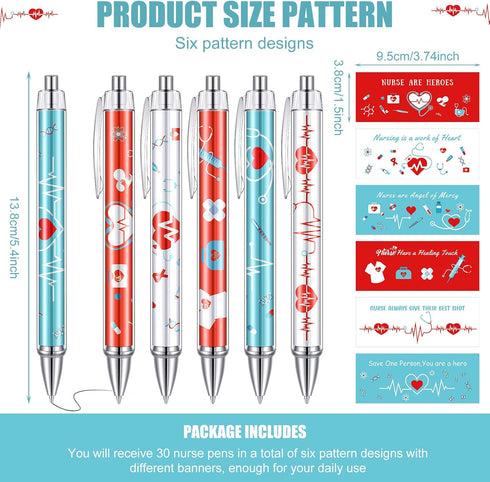 Nurse Ballpoint Pens Set 6 Designs Cute Nurse Pens 1.0 mm Black Ink Rotating Message Ballpoint Pens Funny Appreciation Gift Pens for Nurse Week Me...