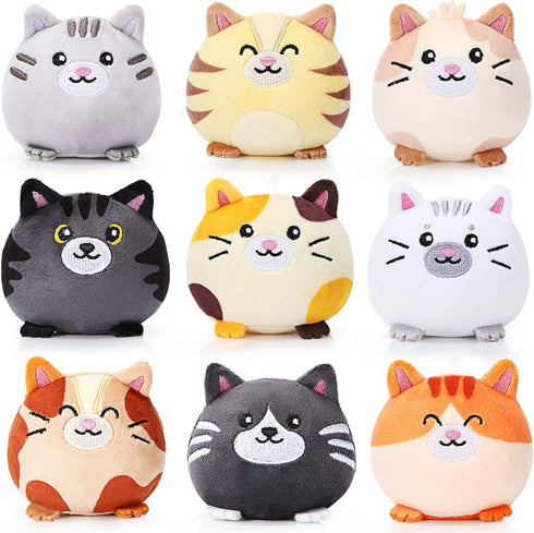 9 Pcs Mini Stuffed Keychains 3.15 Inch Small Plush Bulk Ornaments for Kids Birthday Party Favors Gifts Xmas Tree Hanging Stocking Stuffers (Cat)...