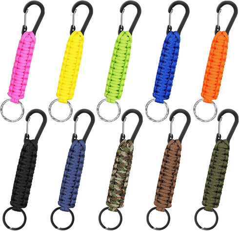 Hicarer 10 Pieces Paracord Keychain Quick Release Key Clip Lanyard Key Ring Hook Heavy Duty Keychain for Men Women Sports...