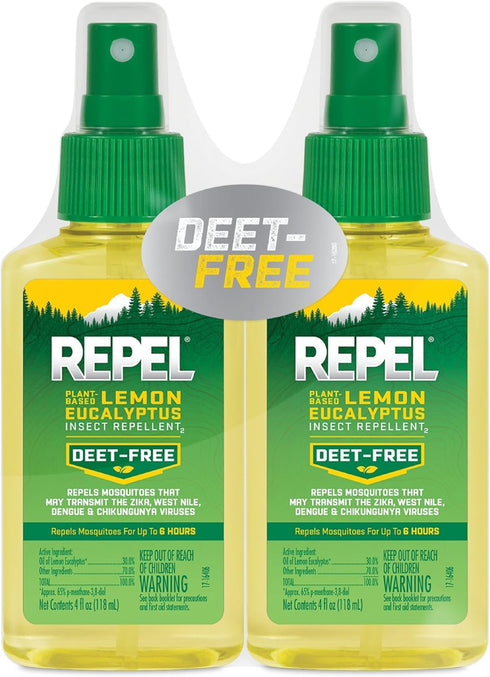 Repel Plant-Based Lemon Eucalyptus Insect Repellent, Mosquito Repellent, Pump Spray, 4 Ounce, (Pack of 2)...