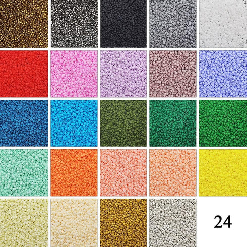 INSPIRELLE Uniform 120 Gram 12/0 (2mm) Cylinder Glass Seed Beads for Craft Jewelry Making, 24 Matte Opaque Dyed Colors...